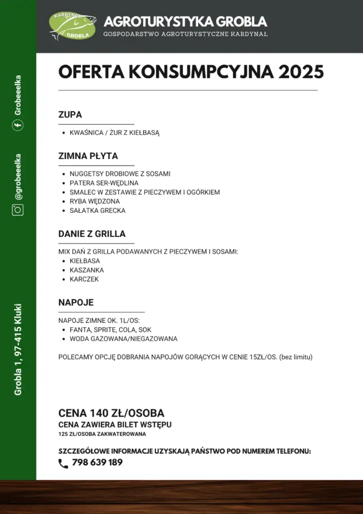 Oferta konsumpcyjna Grobla Kluki