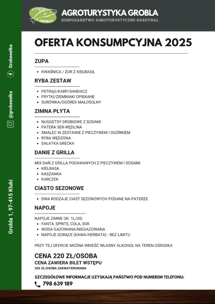 Oferta konsumpcyjna Grobla Kluki
