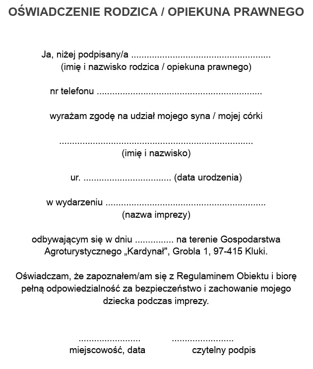 Wzór oświadczenia